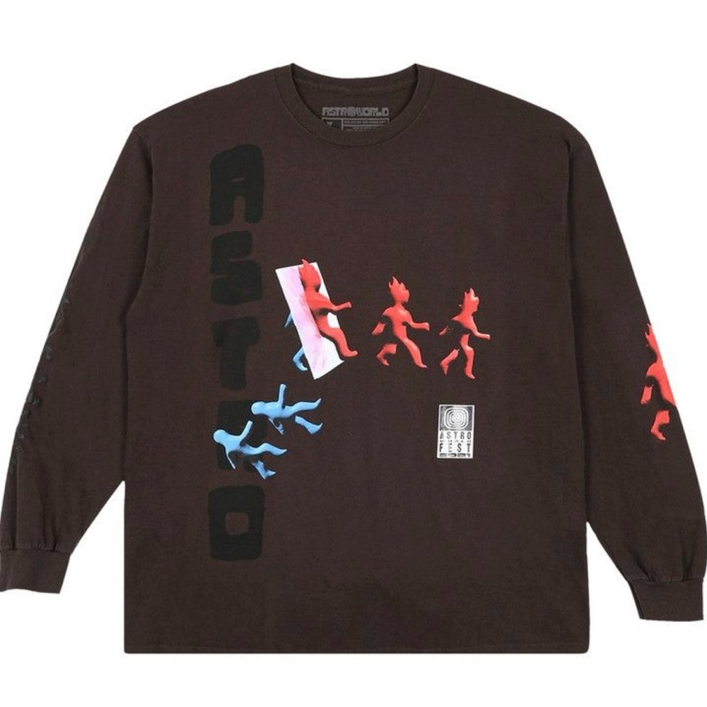 (AUTHENTIC) Cactus Jack Other Side Long Sleeve Brown Shirt